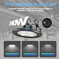 Vista 2 de Luz LED de alta bahía súper brillante regulable AC100-277V 240W 36000LM 5000K DLC/ETL luces de 6 pies con enchufe de EE. UU., luz LED de alta bahía