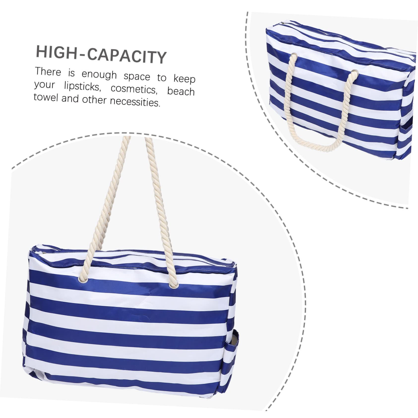 OUNONA Sac de Plage Étanche Toile Pochette Imperméable pour Activités de Plein Air Grand Sac Fourre-tout pour Plage et Piscine Bleu
