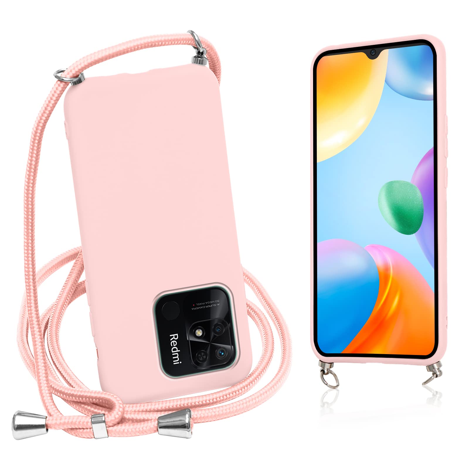 Custodia Con Laccio Per Xiaomi Redmi 10C - Cover Antiurto TPU Con Motivo Cuori E Cordino - Foto 7