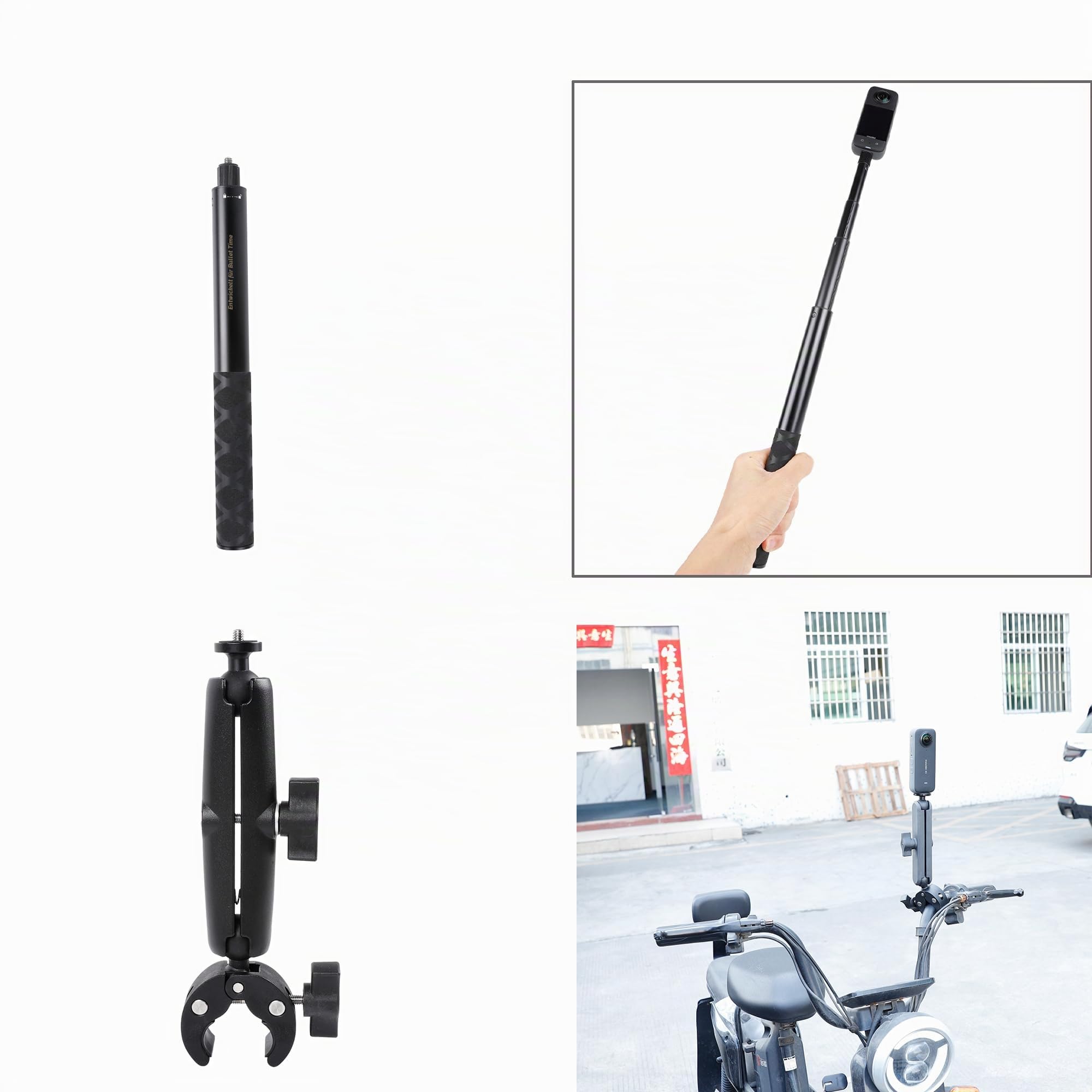 PellKing - Insta360 x5, x4, x3, x2, x, One RS, R, Autohalterung für GoPro Max DJI OSMO 360 Kamera, 5-in-1-Saug-Montage-Kit für Action-Kameras (inkl. Selfie-Stick