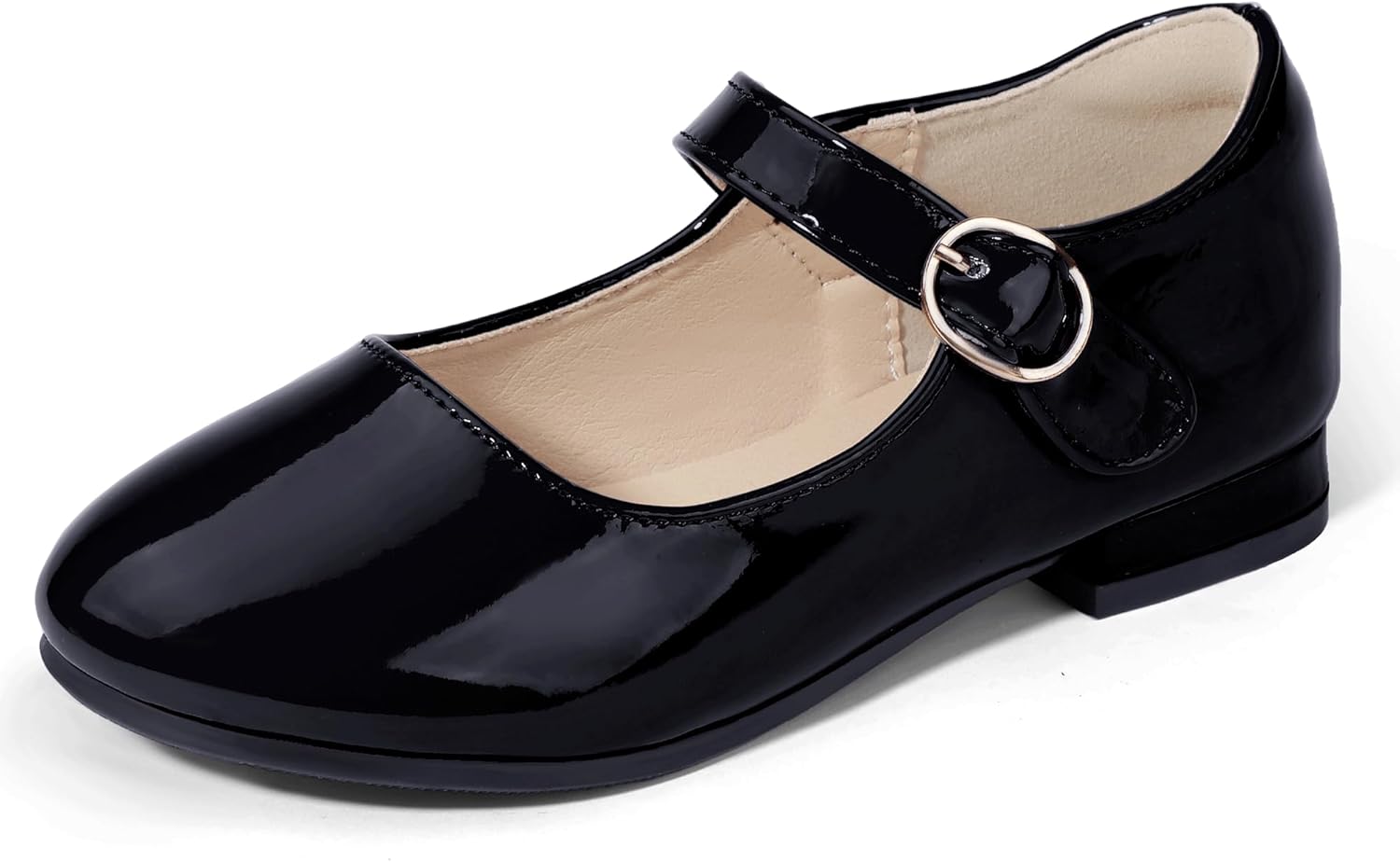 PANDANINJIA Girls Dress Shoes Patent Ballerina Flats Toddler Little Big Kid Mary Jane Low Heels Shoes