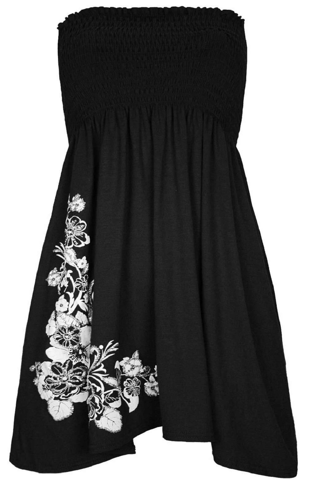 Metluq M0d4 Women's Black New Glitter Print Sheering Tops Bandeau Boobtube Tops 8-20 (, Uk 20-22)