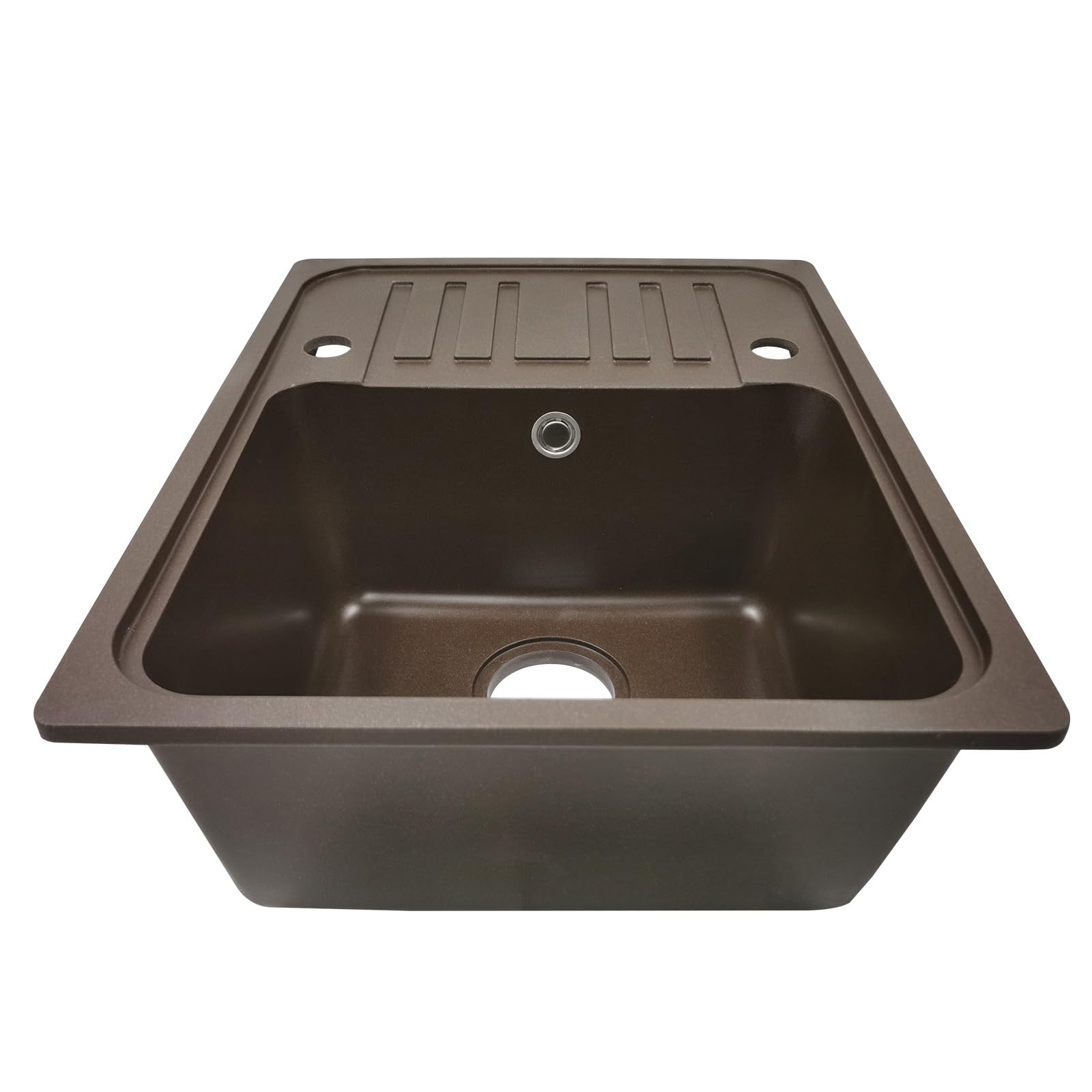 Aquamarin® Spülbecken - Granit, Ca. 56,9 X 44,9 Cm, Mit Ablaufgarnitur, Wasserhahn Und Umkehrbarer Abtropffläche, Rechteckig, Gesprenkelt, In Beige - Einbauspüle, Spüle, Verbundspüle, Küchenspüle