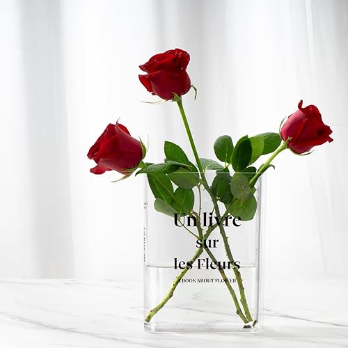 Miniatura 5 de 1 jarrón de acrílico para flores, jarrones transparentes de plástico para centros de mesa, decoración moderna y estética, florero floral para el día