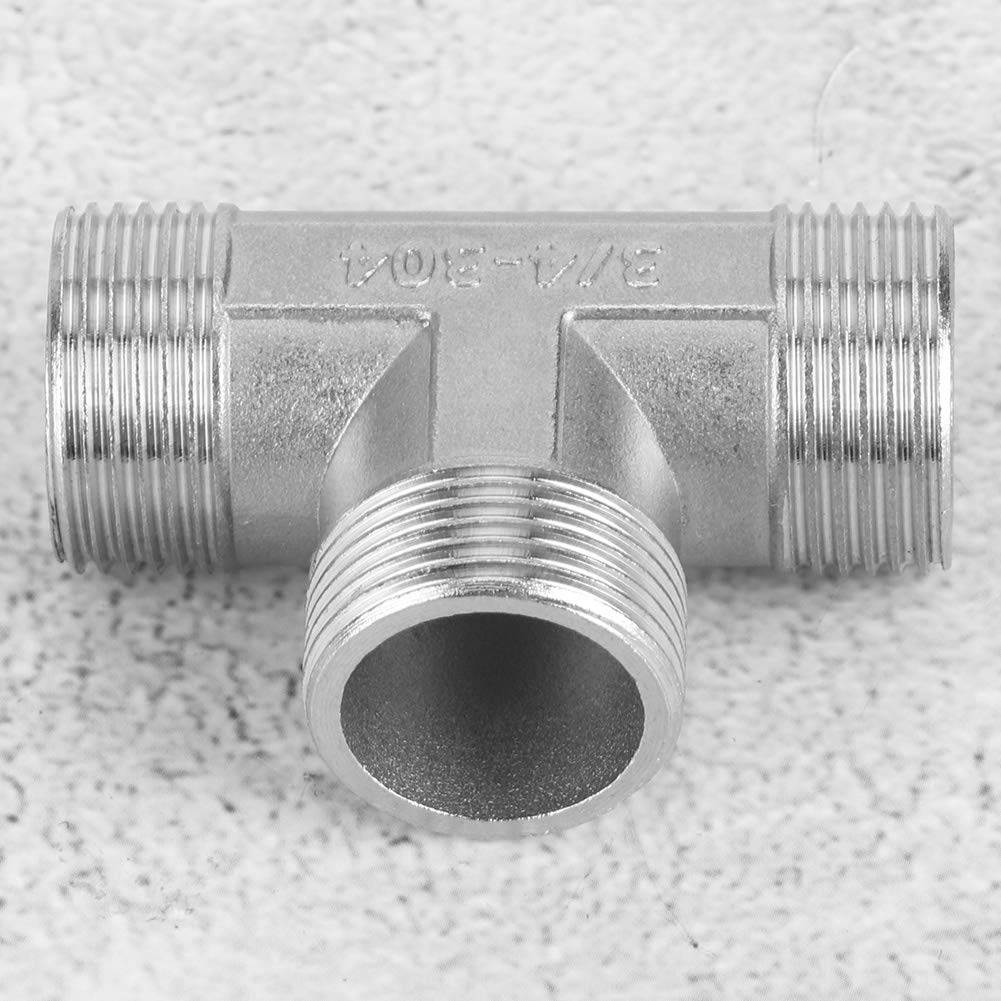 Tee Threaded Pipe, T Shaped Tee Pipe Fittings, 3/4 Male Thread, High Hardness Stainless Steel for Plumbing, Gas, Liquid, Gas, Hosepipefitting