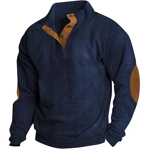 Ymosrh Men's Sweatshirt European Size Outdoor Casual Standing Collar Long-Sleeved Sweater Crewneck Sweatshirts, S-5XL
