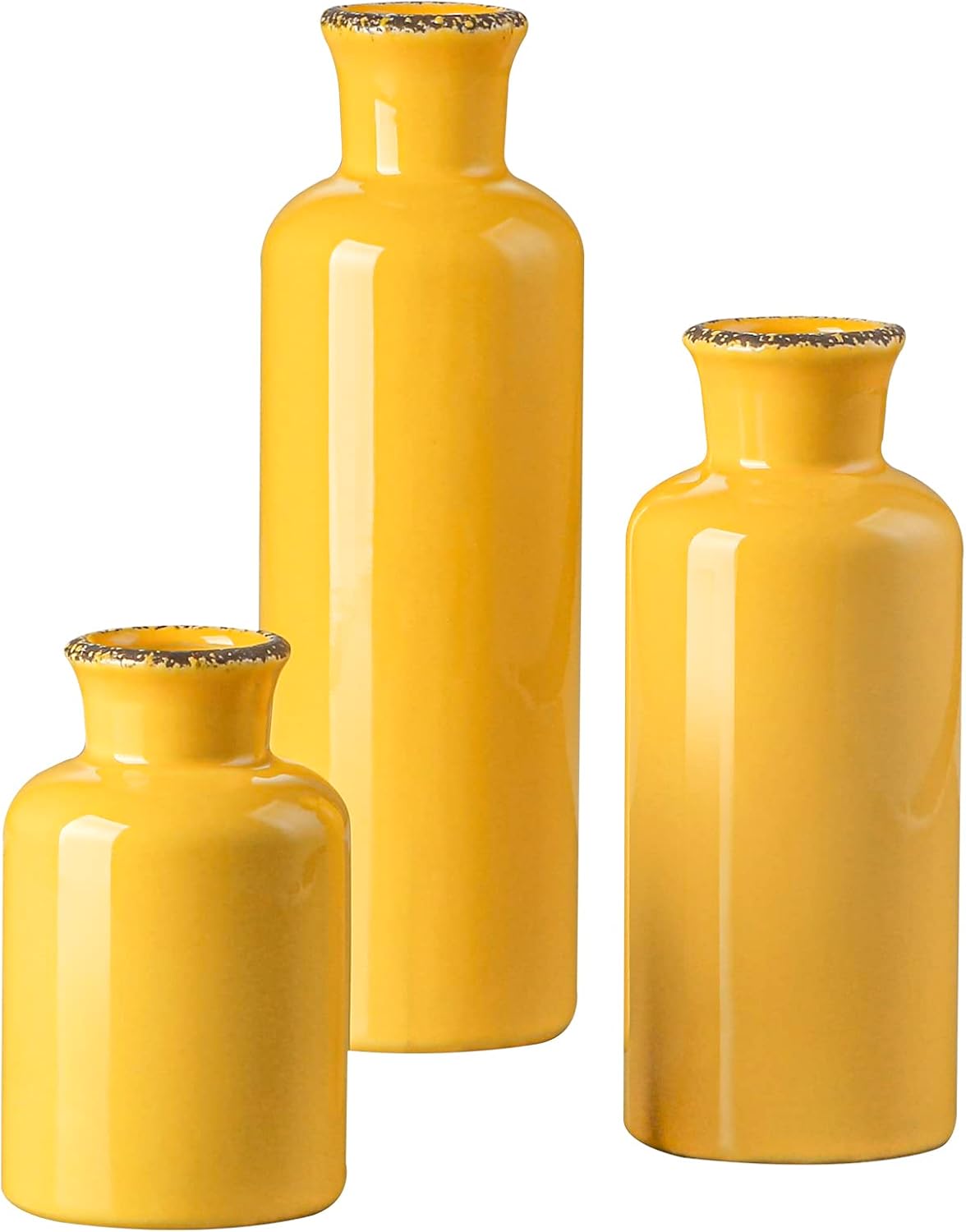 Ceramic Flower Vase for Home Decor,Yellow Decorative Small