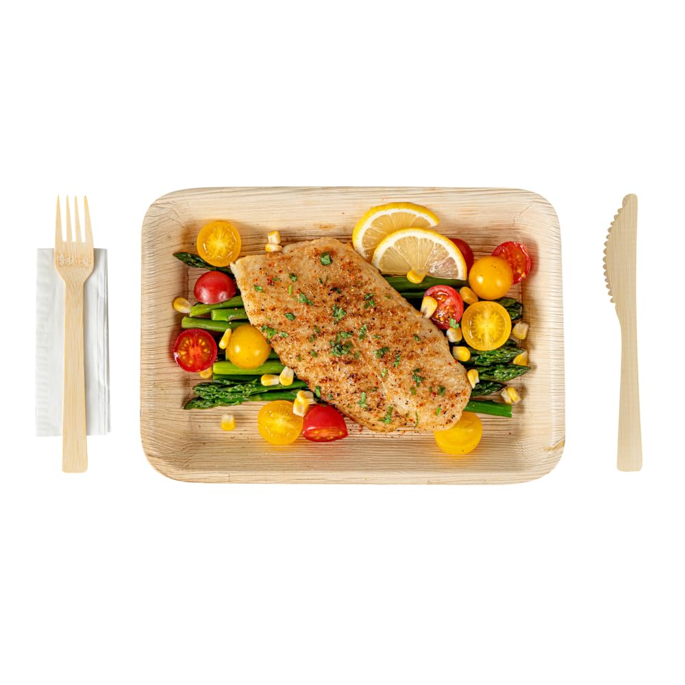 Restaurantware Bambuddha - Juego de utensilios de bambú de 7 pulgadas, 500 artículos de bambú desechables, tenedor, cuchillo y servilleta, acabado suave, cubiertos sostenibles de bambú que resisten el