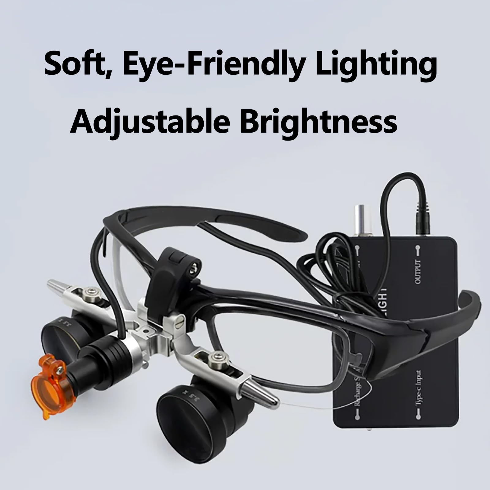 Lupas binoculares ajustables en ángulo de 3,5x420 mm, lupa de aumento de laboratorio, luz LED montada en la cabeza, fácil de desmontar, for instrumentos de precisión