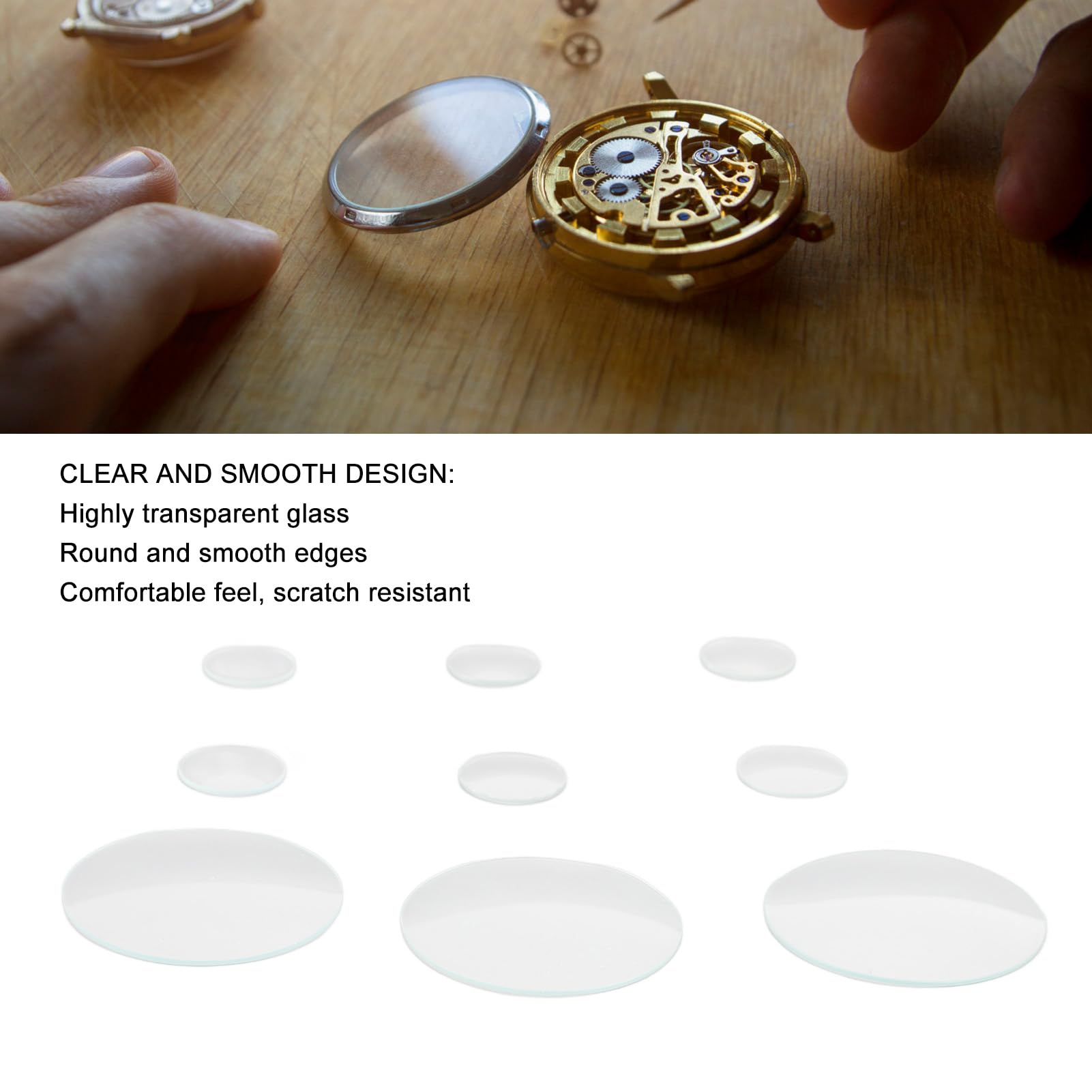 Annadue Lente de Cristal de Reloj Mineral de Doble Cúpula, 59 Piezas de Repuesto de Lentes de Cristal de Reloj Redondo Transparente de 16-45 Mm para Reparación de Relojeros