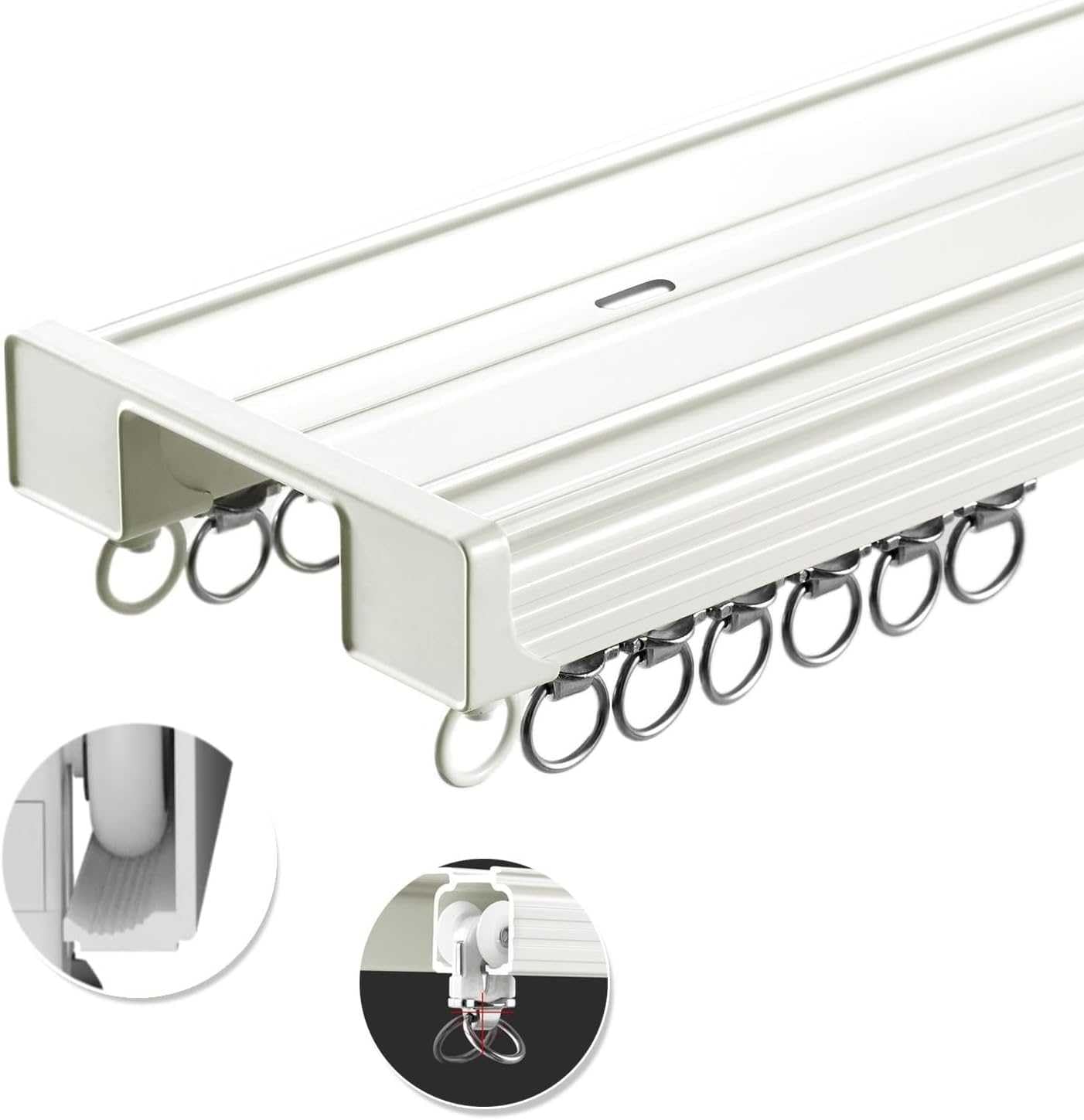 Generico Sistema di binari per Tende, Set di binari per Tende in Alluminio Resistente - 500 cm, Doppio Binario di Collegamento per Montaggio a soffitto e a Parete per uf