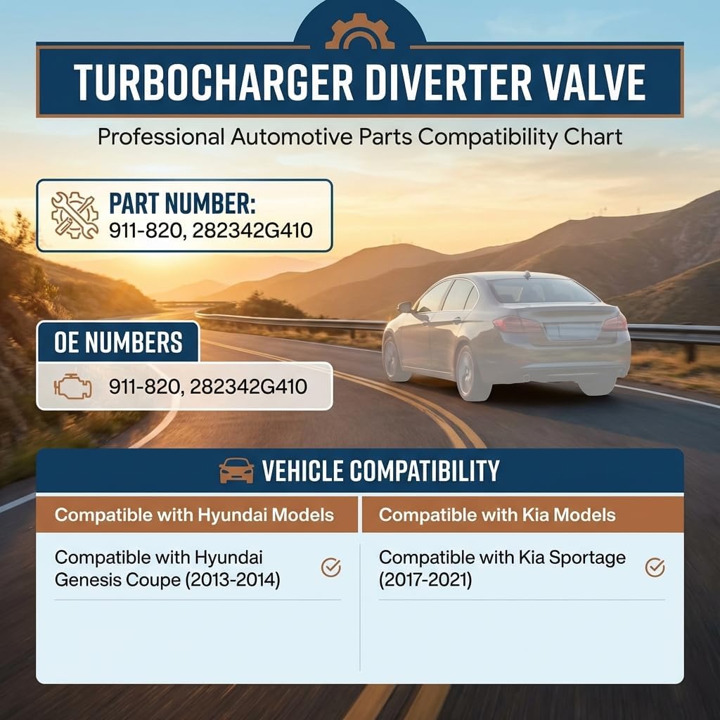 Turbocharger Diverter Valve Replacement for 2013-2014 Hyundai Genesis Coupe & 2017-2021 Kia Sportage - Replace 911-820 282342G410 - Engine Boost Pressure Control Bypass Assembly