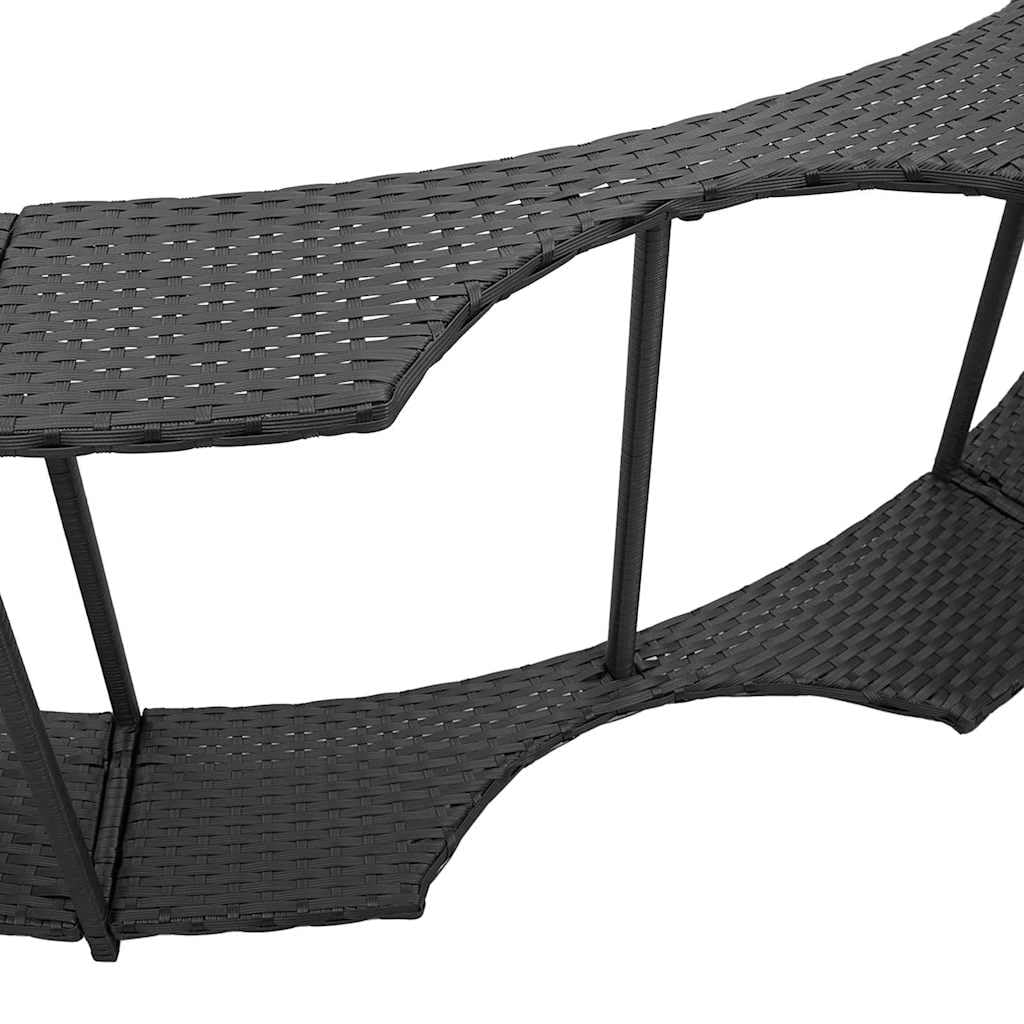 Ribete para bañera de hidromasaje con espacio de almacenamiento, color negro de ratán sintético y escalón de madera de acacia, apto para jacuzzis portátiles