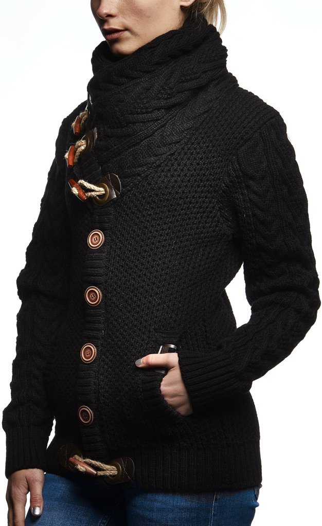 Leif Nelson Damen-Winter-Strickjacke mit Schalkragen - Slim Fit Cardigan Frauen Jacke mit Knöpfen