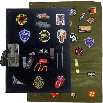 Patch Holder Board, Tactical Patches Display Panel, Hook & Loop Patch Panel Black Foldable Holder Upgrade - Black, S 23 x 17.758 x 45 cm