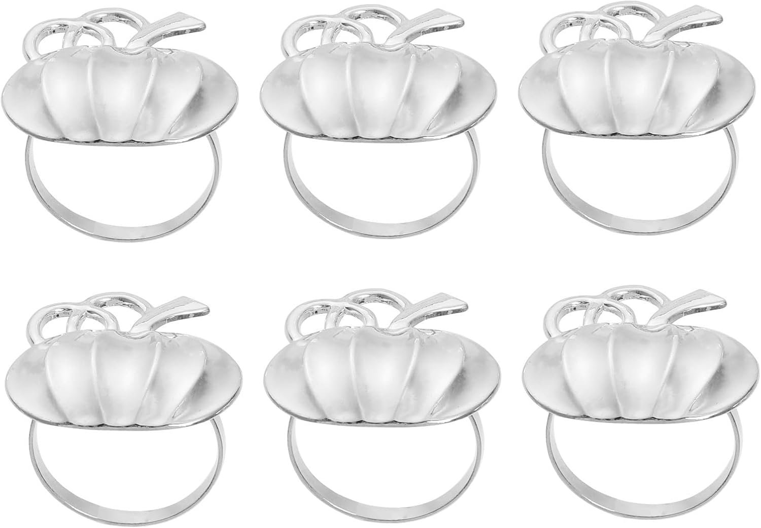 6pcs Silver Pumpkin Napkin Rings Alloy Tableware Accessories