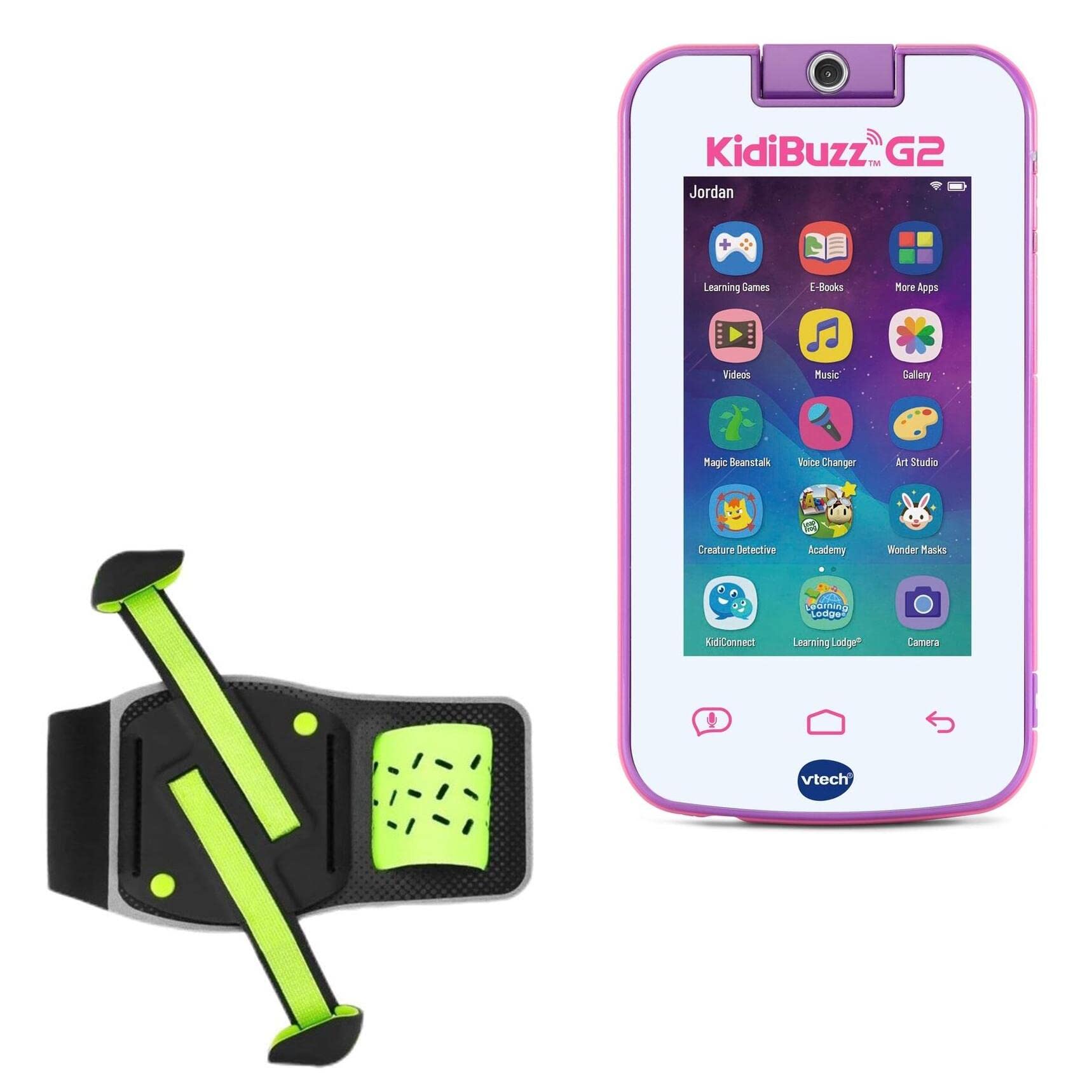 BoxWave Holster Compatible with VTech KidiBuzz G2 - FlexSport Armband, Adjustable Armband for Workout and Running - Stark Green