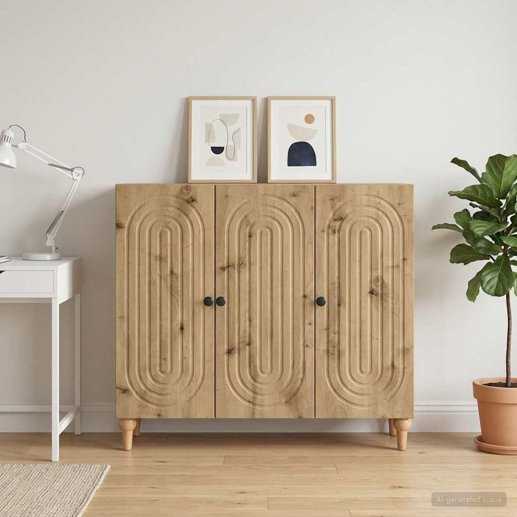 Credenza Mobile Buffet da Soggiorno 3 Ante 89x34,5x80 cm Rovere