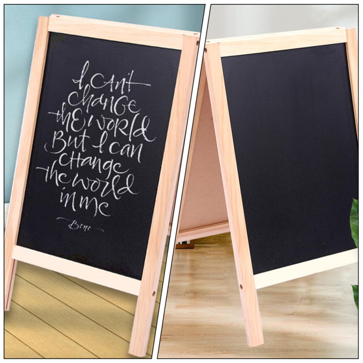 2 Piezas Pizarra de Madera Negra Diseño Doble Cara y Plegable, Adecuado para Dibujo y Escritura en Fiestas y Eventos Obsequios