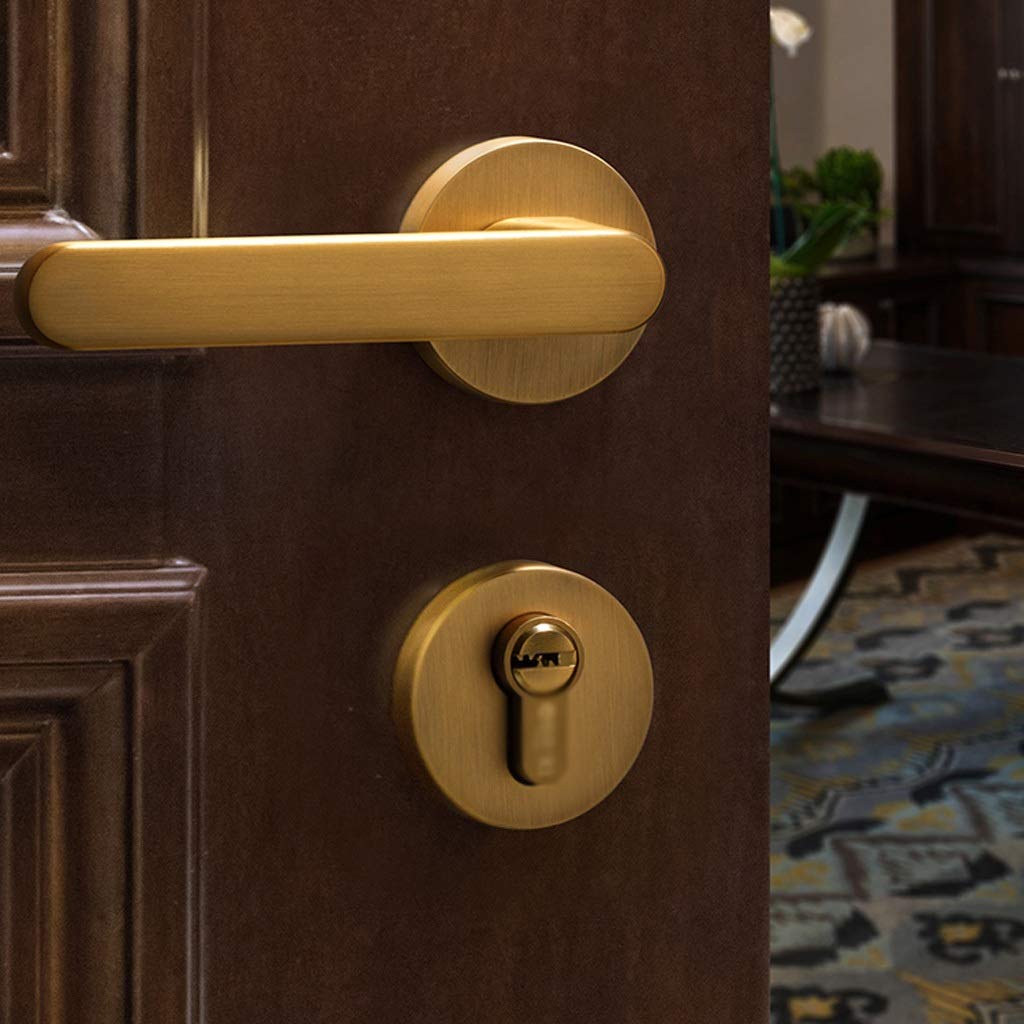 Serrure de porte split silencieuse en zinc bronze pour chambre 35-50mm