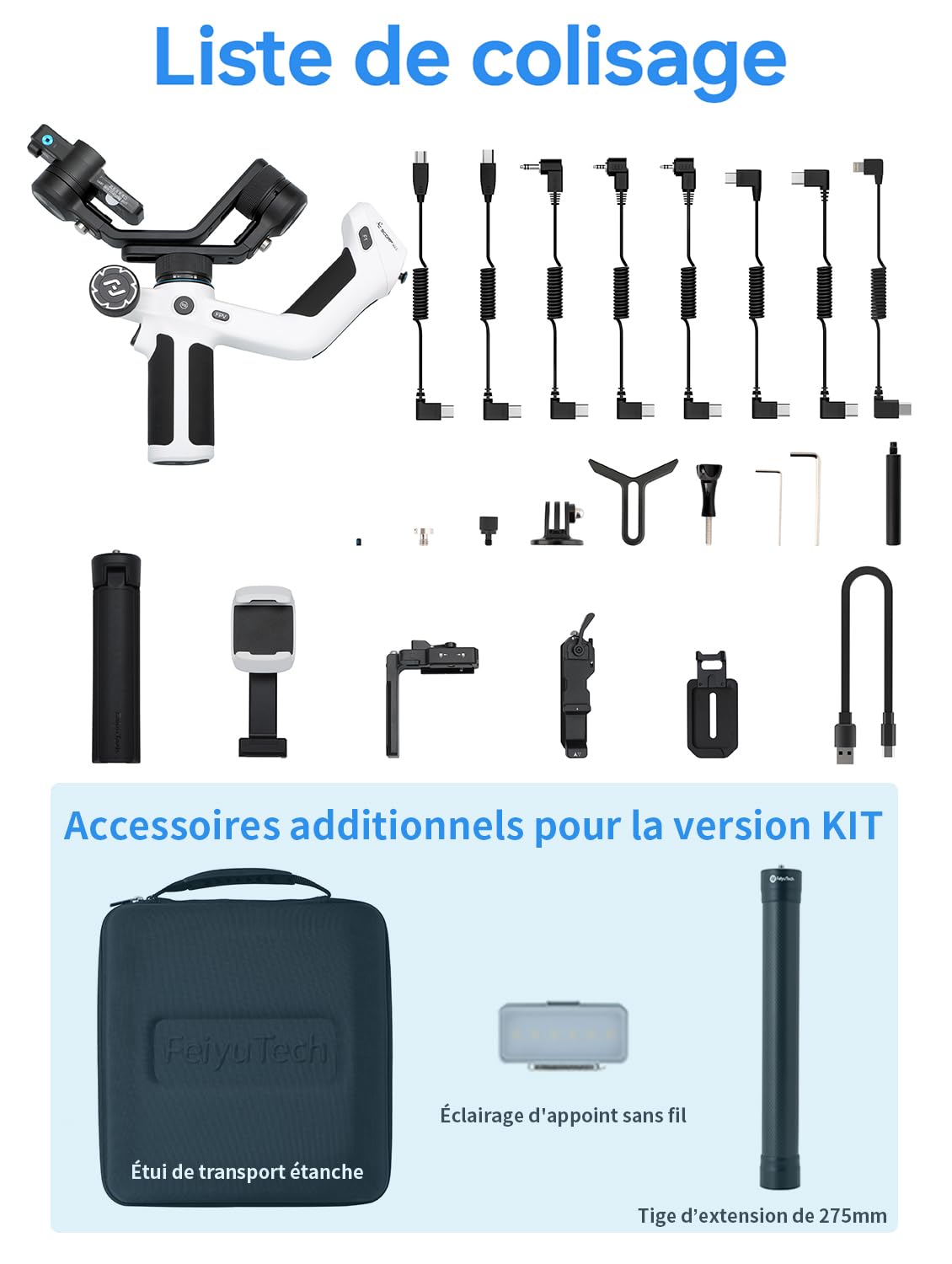 Feiyu SCORP Mini 2 Stabilisateur Camera 3 Axes IA Intégré 4 en 1 Charge Utile 1200g Prise de Vue Verticale Native