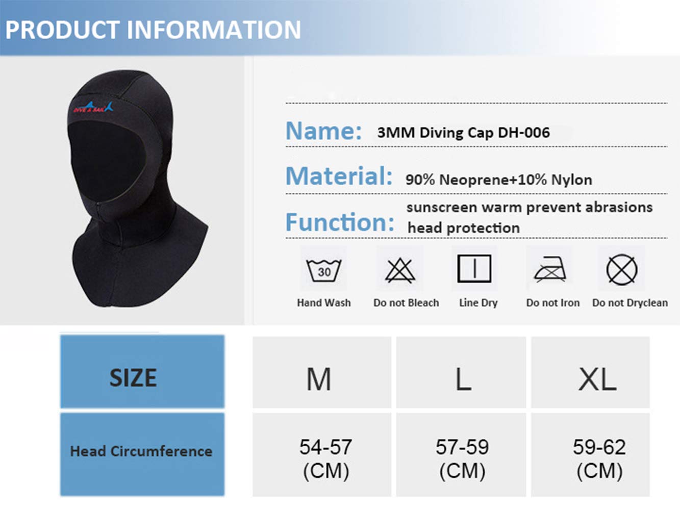 Muta Cappuccio 3MM Neoprene Cappuccio Protettivo Immersione Cappuccio Muta Cappello Cap per Snorkeling Surf Nuoto