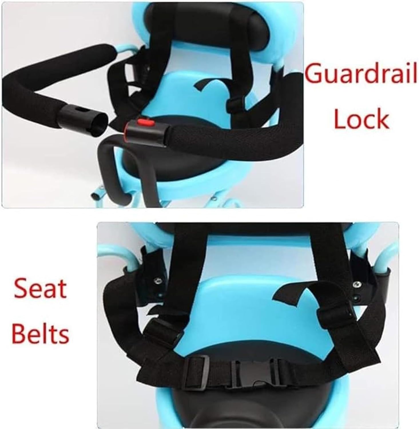 Bicycle Rear Child Seat Kids Bike Seat,Removable Thickened Cushion and Backrest,Four Point Safety Belt,with Guardrail and Pedals,for 6 Months to Years Old