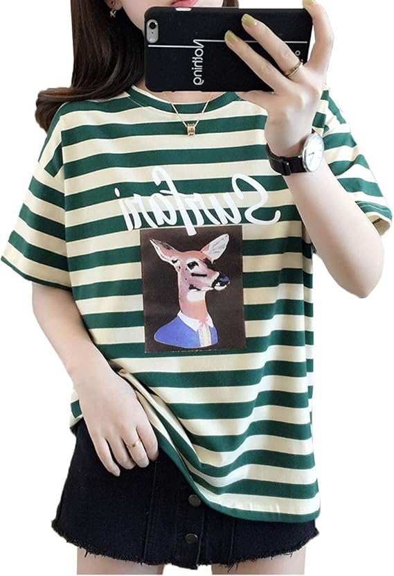 Amazon Jpバレンタインデー レディース ｔシャツ 夏服 半袖ｔシャツ カットソー ボーダー柄シャツ ゼブラ柄 アルファベットプリント ゆったりｔシャツ カジュアル 韓国フェション かっこいいトップス ブラウス 漫画プリント オーバーサイズｔシャツ Tシャツ