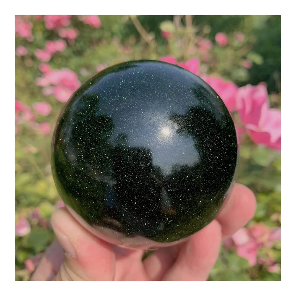 1pc natürliche Kristalle Quarz grün Sand Kugel Ball Reiki Steine ​​Zimmer Home Office Aquarium Dekoration Zubehör Edelstein (Size : 6-6.5cm)