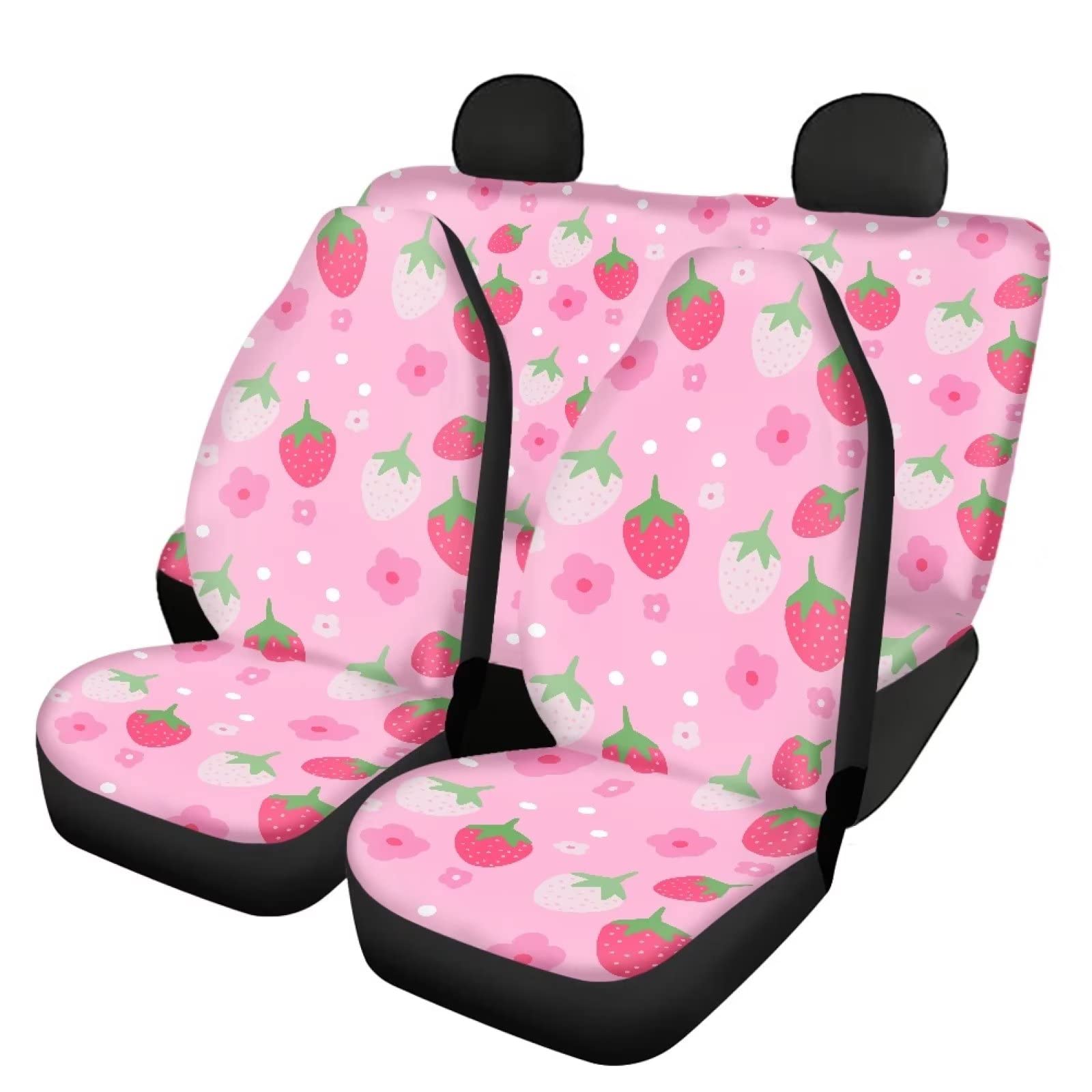 Modysero Strawberry Design Pink Seat Cover for Car Custom Comfortable Fitted Car Seat Cover Easy Install Decor Accessories for Women Universal Automotive Seat Cover Fit Most Cars