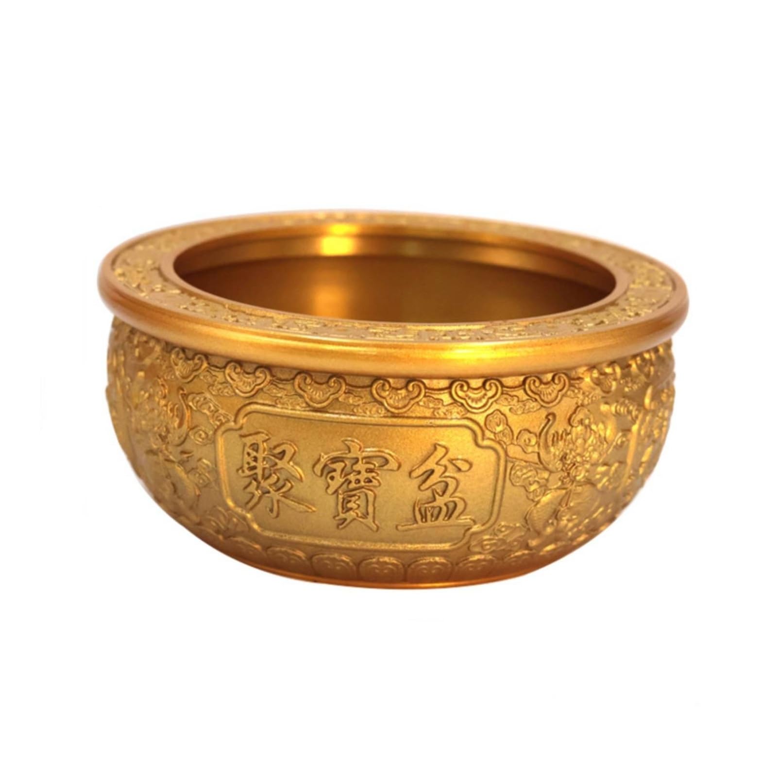 Palangana Decorativa de Latón Cuenco Ornamental Centro de Mesa Recipiente de Exhibición Diseño Tradicional con Relieves Detallados Interior, 15.5CM