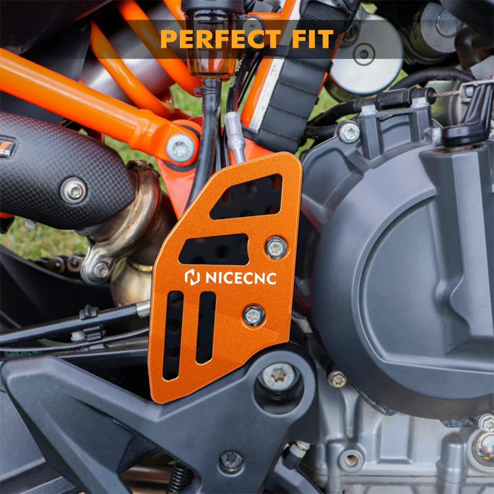 NICECNC Protector de Cilindro Maestro de Freno Trasero Compatible with 790/890 Adventure/Adventure R 2019 2020 2021 2022, Compatible with Husqvarna Norden 901 2022, Naranja