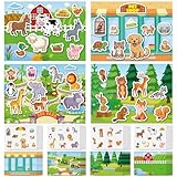 Complete Scene Sticker Set: This set includes 24 set of zoo sticker scene materials, featuring 24 background sheets and 24 corresponding sticker sheets across 4 distinct themes: pet shop, farm, zoo park, and forest. Each background measures 6.5 x 4.7...