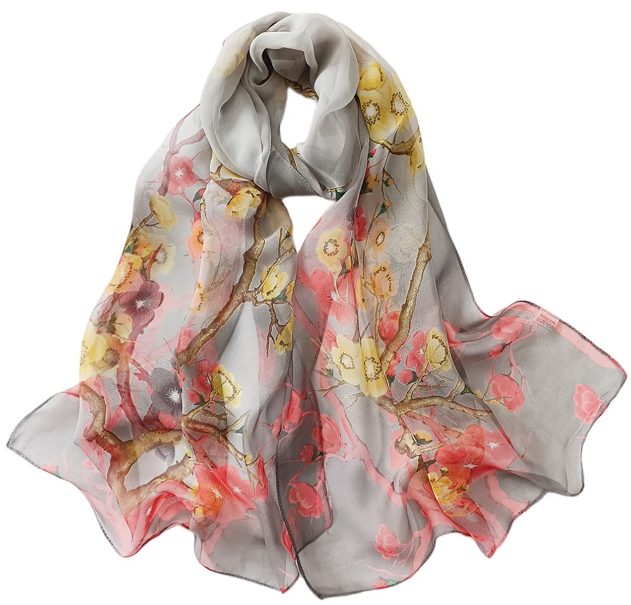FARIYGATE Women's Scarves & Wraps Smooth Soft and Lightweight Georgette Chiffon Neck Scarf Retro Floral Hair Head Bandanas Neckerchief