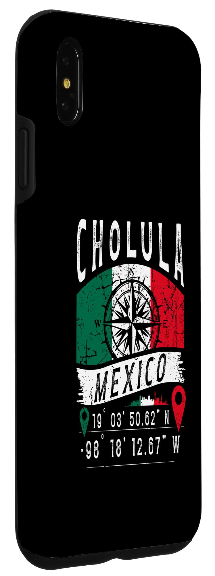 iPhone XS Max Cholula Mexico Flag GPS Coordinates Of Cholula Case - Image 3