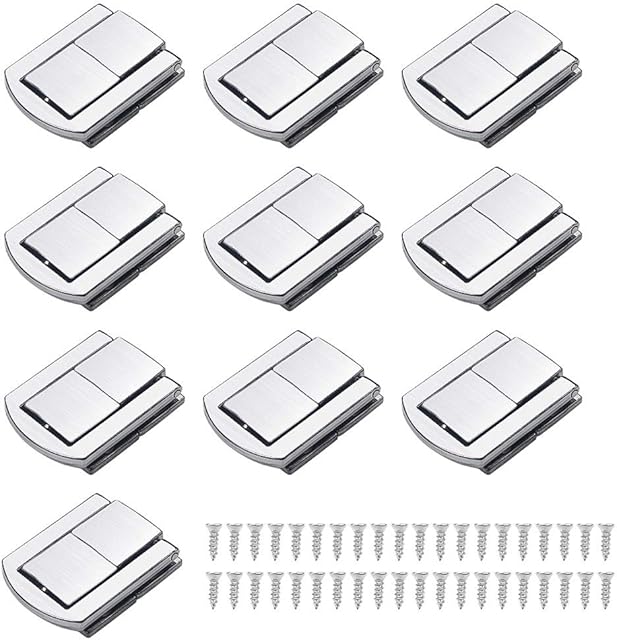 Lucywey 10pcs Stainless Steel Box Latch Clasp for Jewelry Box Gift Box, Latch Catch Clamp Clip with 40 Screws