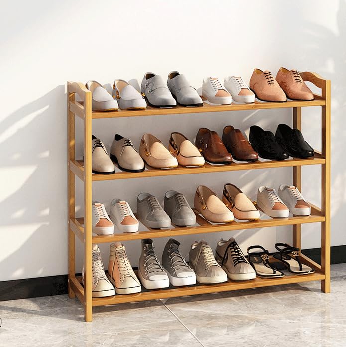 4 Tiers Large Bamboo Shoe Rack, Storage Organizer for Entryway (26.77 x 9.84 x 28.74) in (L x W x H) (4 Tiers)