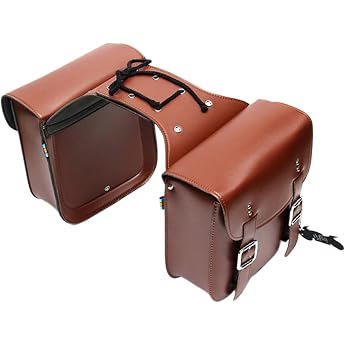 Ronyme Motorcycle Saddle Bags Tool Bag Pannier Bags Universal Large Capacity PU Side Saddle Bags Motorcycle Luggage Bag Faster BROWN