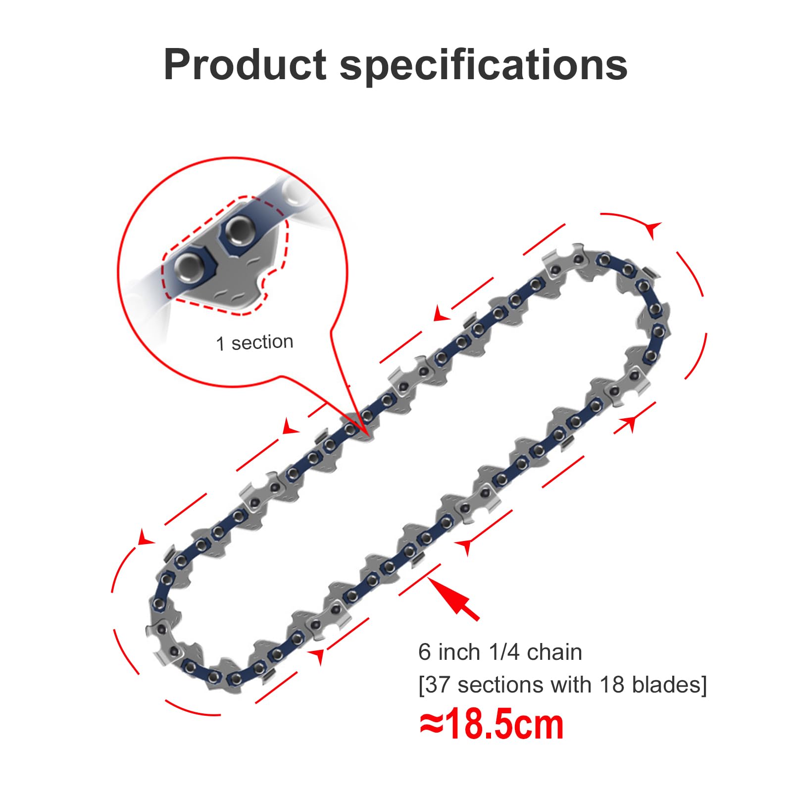 PRVCFZ 6 PCS 6 Inch Chainsaw Chains, Chainsaw Chains, Small Chainsaw Chains, Cordless Handheld Chainsaw Replacement Chainsaw Chains, and Steel Chainsaw Chains for Tree Chainsaw Chains, DFESNB06HYUK - Image 2