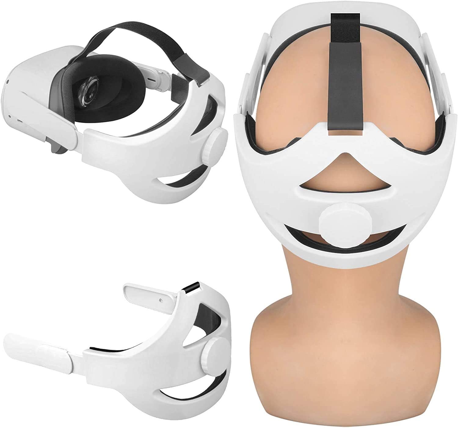 Chulovs Head Strap Compatible for Oculus Quest 2, Replacement for Elite Strap, Adjustable Comfortable Strap with Head Cushion, Reduce Pressure for Quest 2 Headset (White)