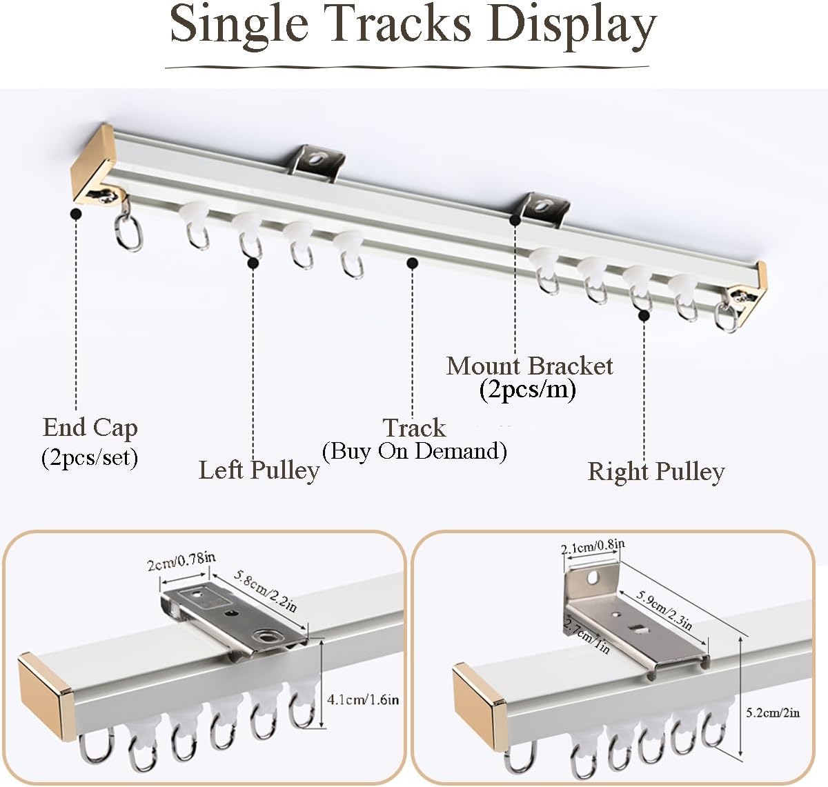 Premium Ceiling Curtain Track System Double Rails with Silent Pulley Adjustable 0.76.0m Ideal for Shower and Window Treatments Wall/Ceiling Mount (White 135cm/4.4ft)