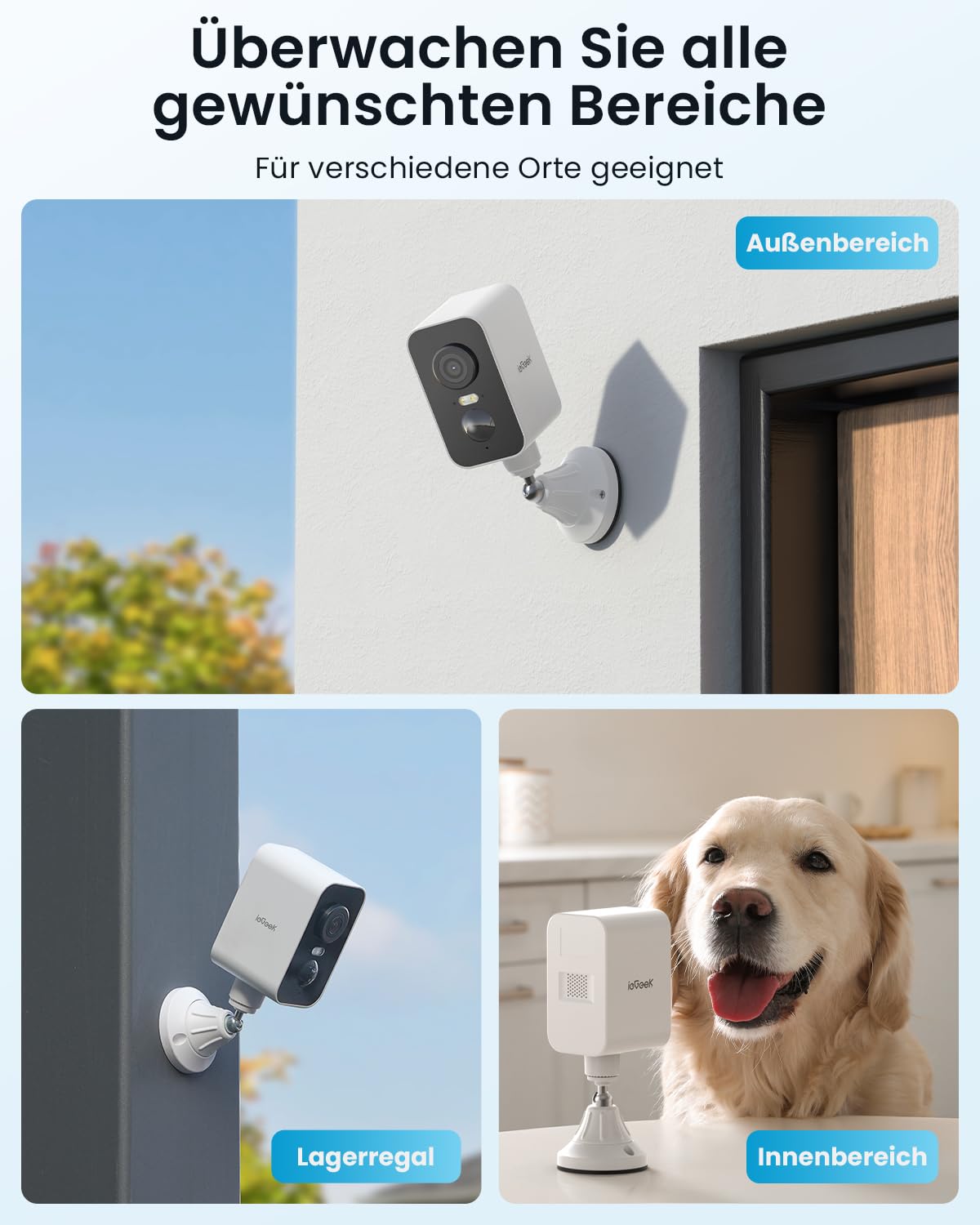 ieGeek 2K Überwachungskamera Aussen Akku – 300° Schwenk & Magnet-Montage | Einfache Installation, 2,4 GHz WLAN Kabellose, PIR-Bewegungserkennung, Farbige Nachtsicht, 2-Wege Audio, Lokaler/Cloud, IP65
