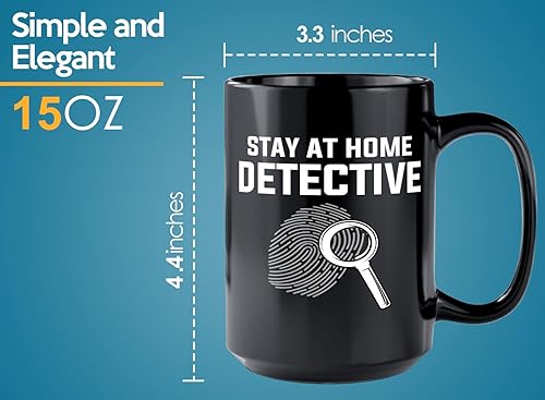 Miniatura 6 de Taza de café detective de 15 onzas, color negro, manténgase en casa - Oficial de policía policía patrulla detective sheriff aplicación de la ley