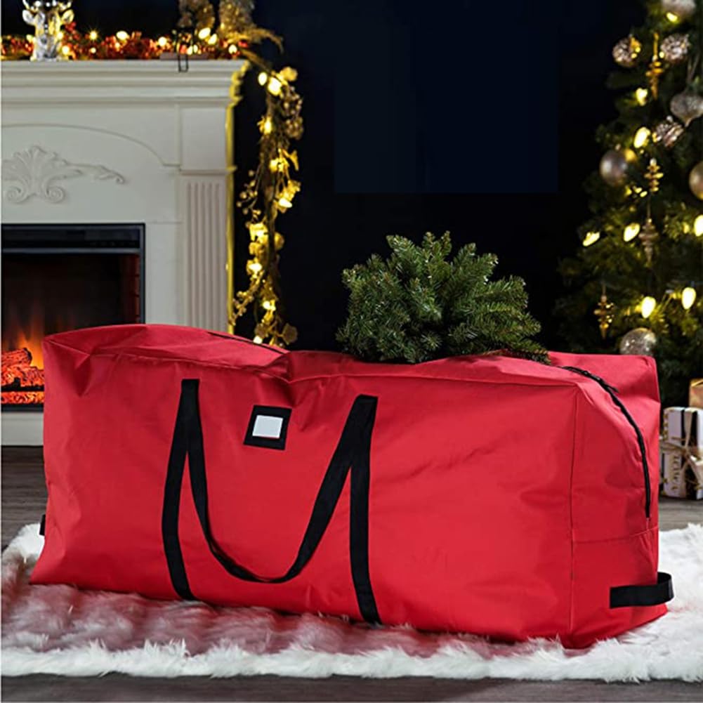 165 x 38 x 76 cm, bolsa de almacenamiento para árbol de Navidad artificial de hasta 7,5 ft/2,28 m, funda impermeable para árbol de Navidad, funda Oxford para árbol de Navidad, color rojo