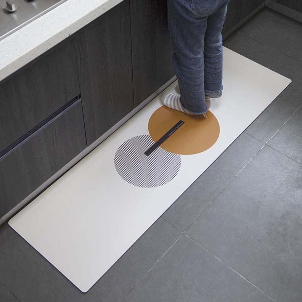 キッチンマット 拭ける すべり止め付き 北欧風 シンプル 幾何柄 台所マット 45&times;75㎝ はっ水 塩化ビニール製 クッション疲れに