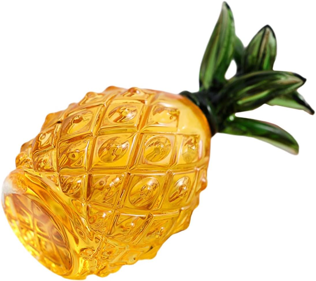 Wakauto Crystal Pineapple Ornament Mini Desktop Decor Yellow Crystal Pineapple Statue Tabletop Centerpiece for Living Room Bedroom Home Accent