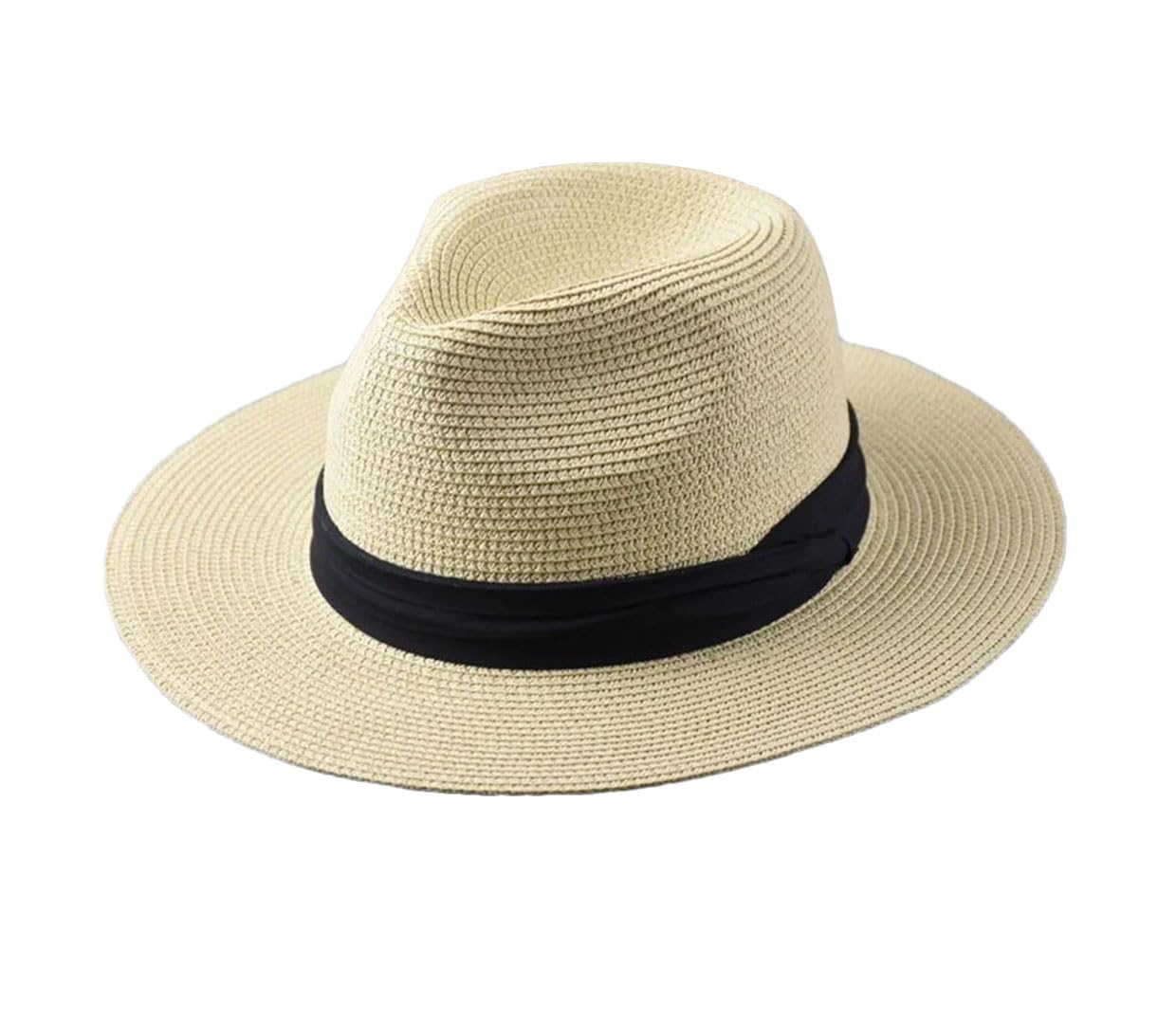 Rfmfkkg Sombrero de papel de paja para hombre, sombreros grandes de Panamá, para pesca al aire libre, playa, plegable, jazz, color crean, XL (60-62 cm), Crean, M