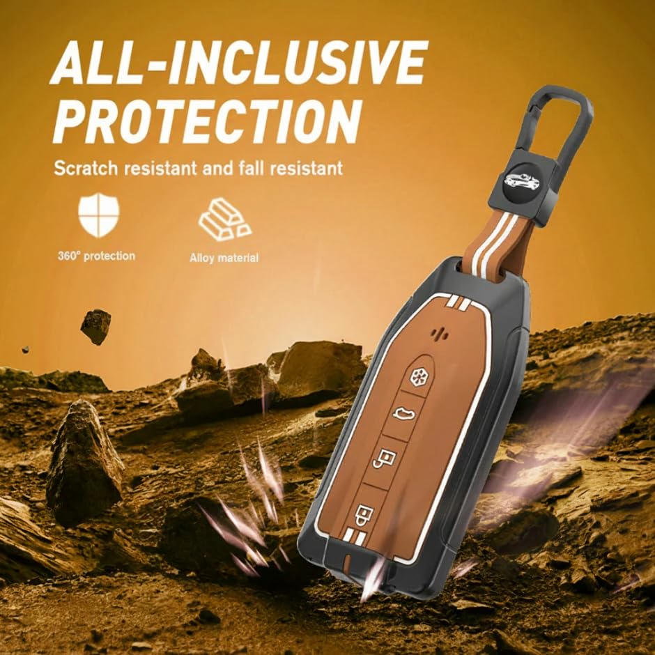 Image of Car Key Cover Compatible for Mahindra Xev 9E / 9S / BE 6E / XUV 7XO Key Fob | Premium Metal Silicone Key Protector Case (Metal Brown)