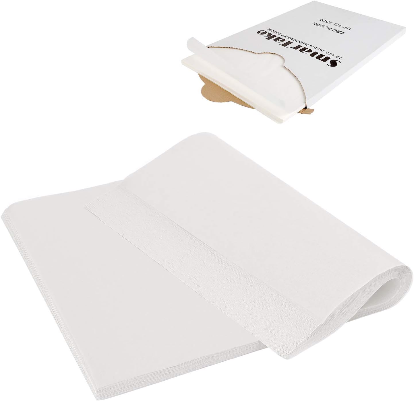 SMARTAKE 120 Pcs Parchment Paper Baking Sheets, 12 x 16 Inches Non-Stick Precut Baking Parchment, Suitable for Baking Grilling Air Fryer Steaming Bread Cup Cake Cookie and More (Unbleached): Home & Kitchen