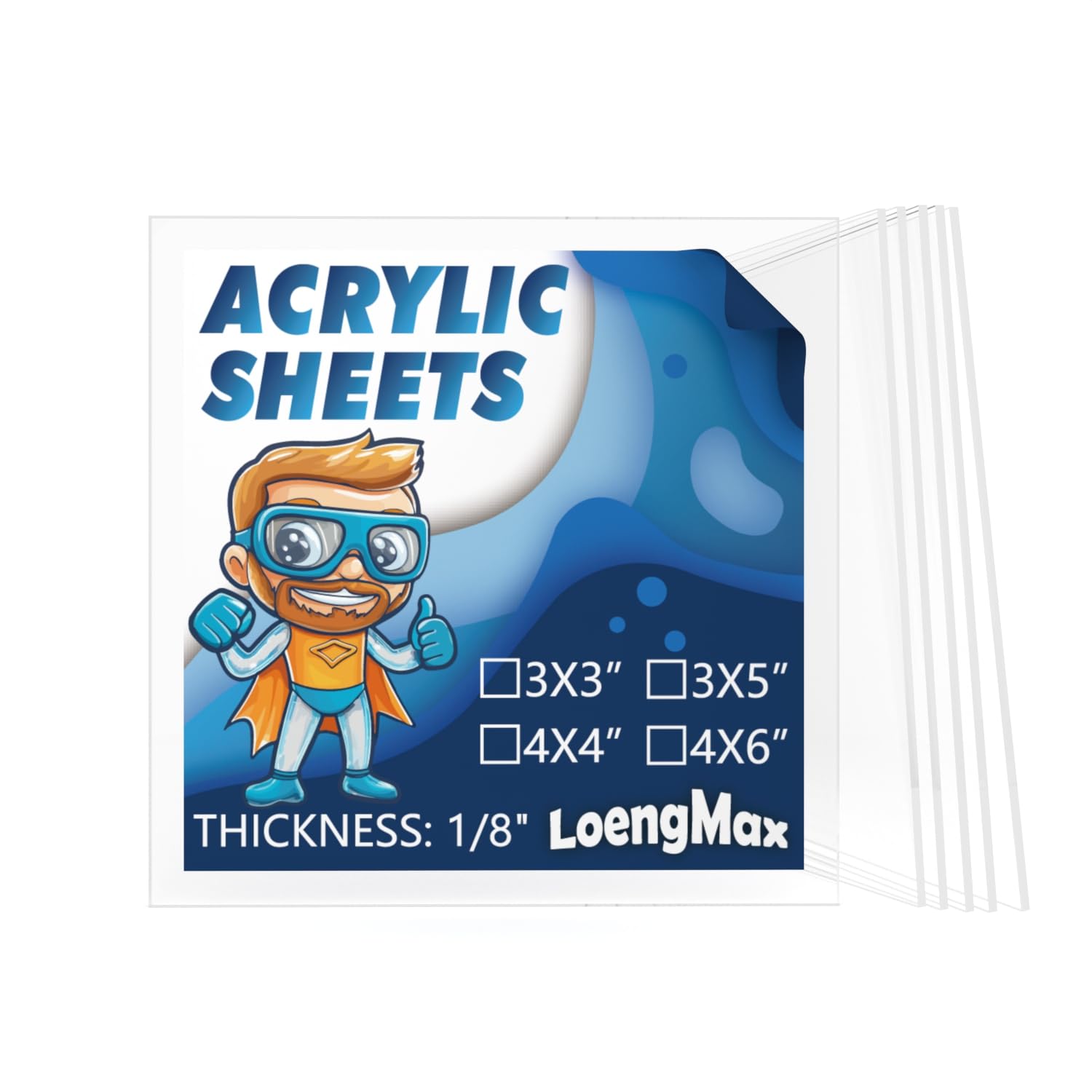 Clear Acrylic Sheets - 4"x4" (6 Pack) -1 Clear Acrylic Sheets - 4"x4" (6 Pack) -1